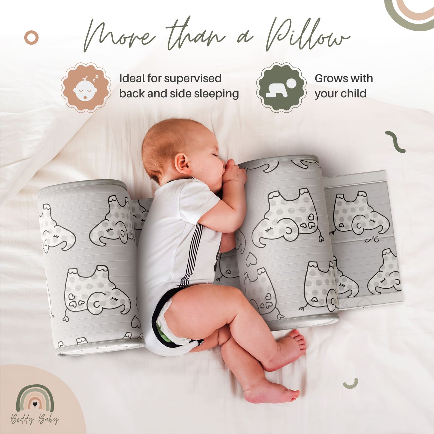 Anti-Roll Baby Pillow | Safe Infant Sleep Positioner | Firm & Comfortable